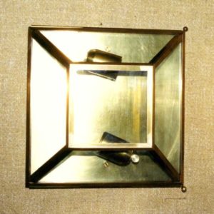 plafoniera grande in ottone e vetro - large ceiling lamp in brass and glass